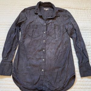 Merona Button Down Long Sleeve Layering Top Charcoal Gray Acid Wash Size Small